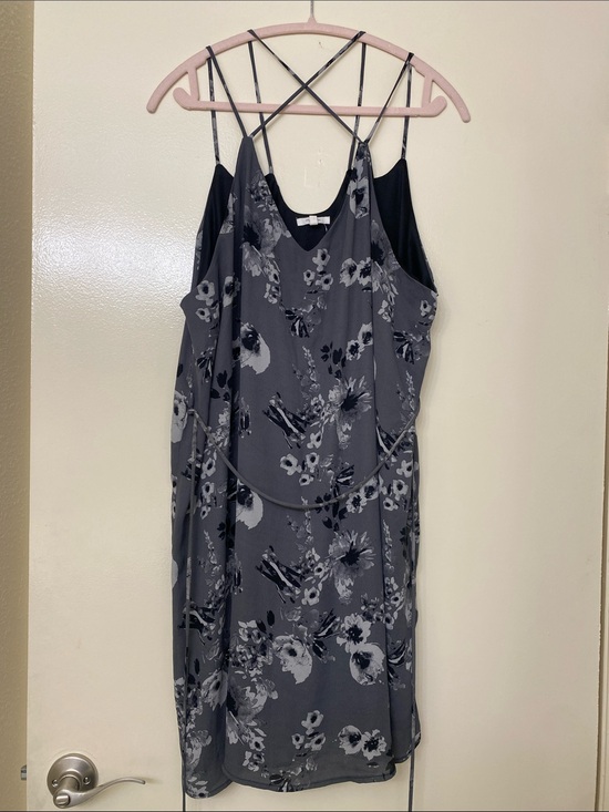 Maurices Dresses & Skirts - Maurices Gray Floral Slip Dress with Spaghetti Straps